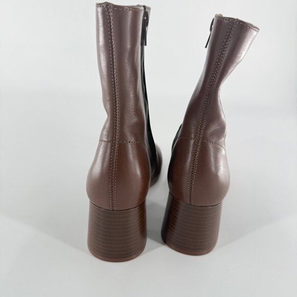 Arezzo Womens Brown Leather Ankle Boots With Block Heel Size 7.5B Made In Brazil - Picture 12 of 13